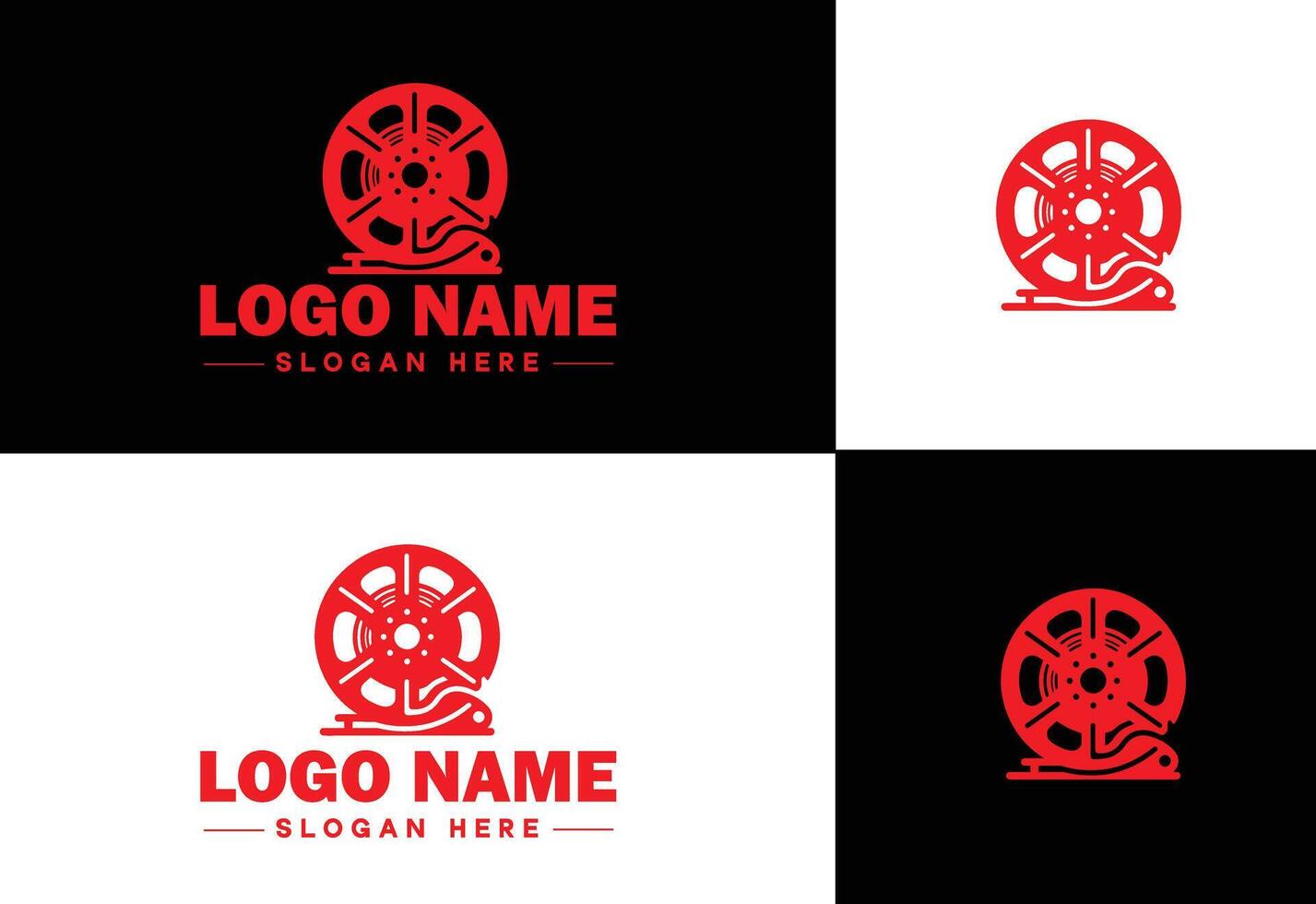 película carrete logo icono vector para negocio marca aplicación icono película cine teatro vídeo canal cinematografía logo modelo