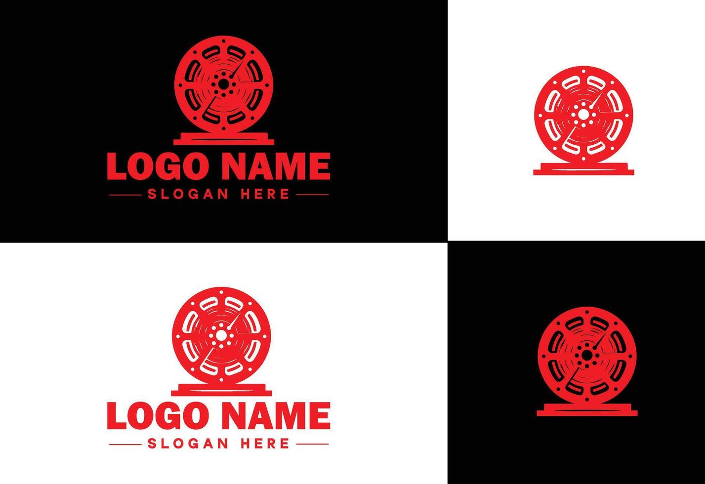 film reel logo icon vector for business brand app icon movie cinema theater video channel cinematography logo template