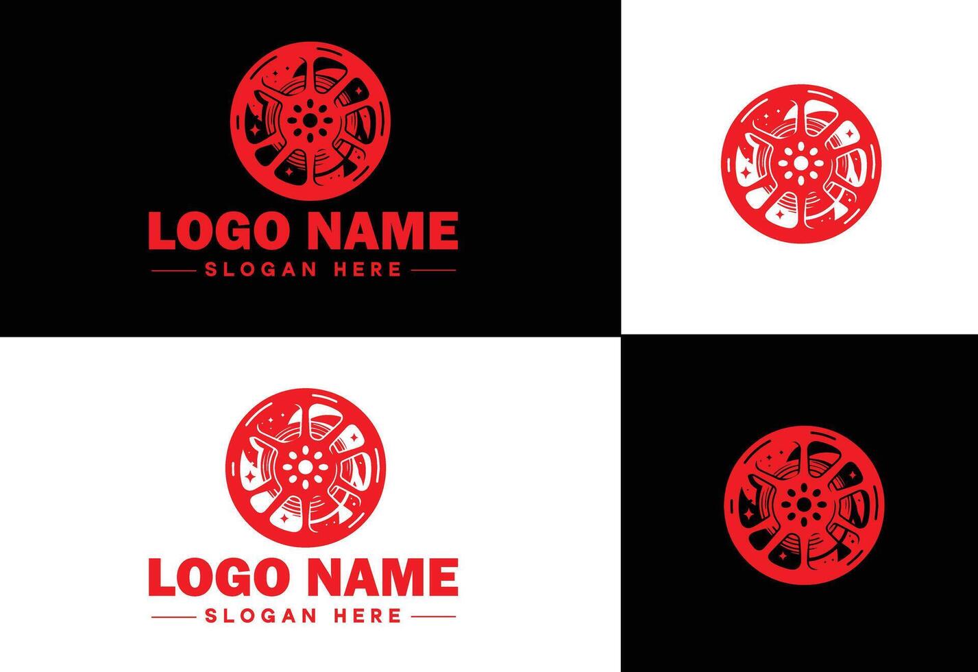 película carrete logo icono vector para negocio marca aplicación icono película cine teatro vídeo canal cinematografía logo modelo