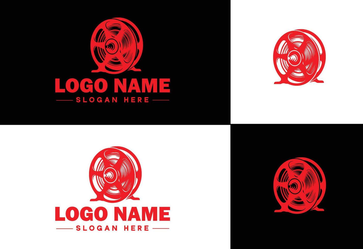 película carrete logo icono vector para negocio marca aplicación icono película cine teatro vídeo canal cinematografía logo modelo