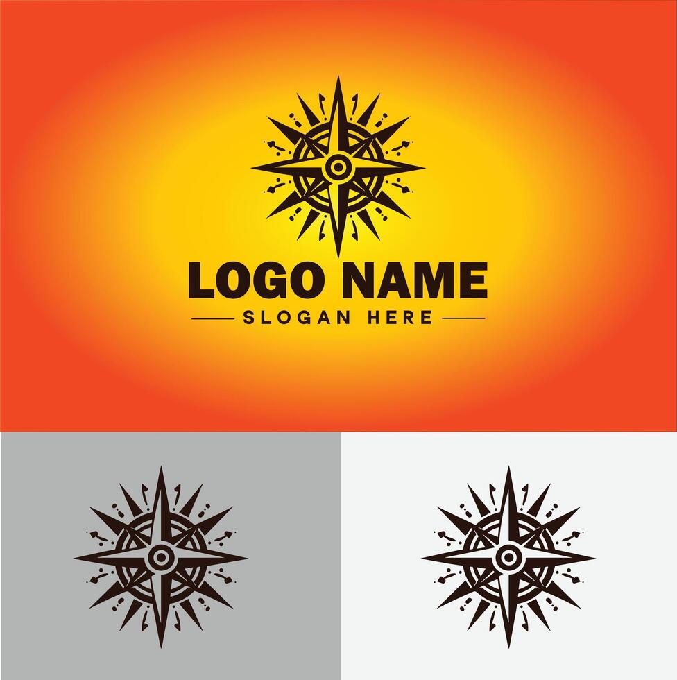 Compass logo icon vector art graphics for business brand app icon direction compass logo template