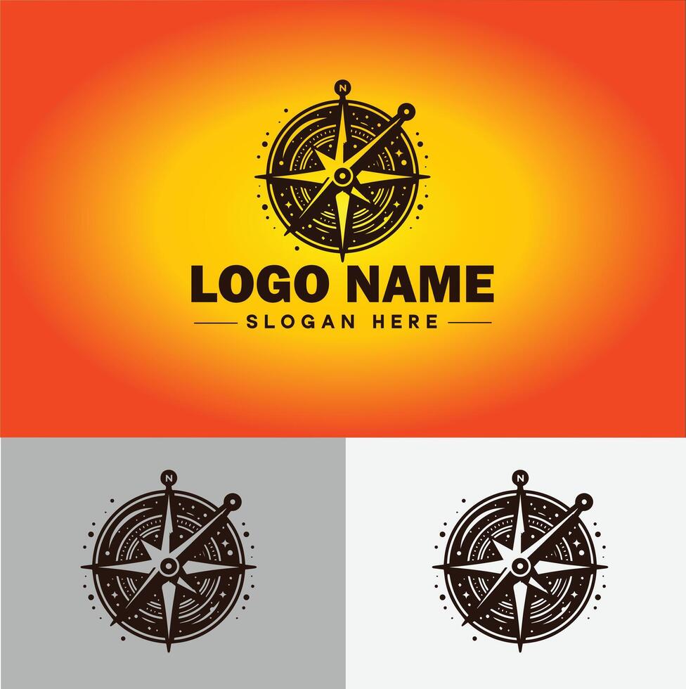 Compass logo icon vector art graphics for business brand app icon direction compass logo template