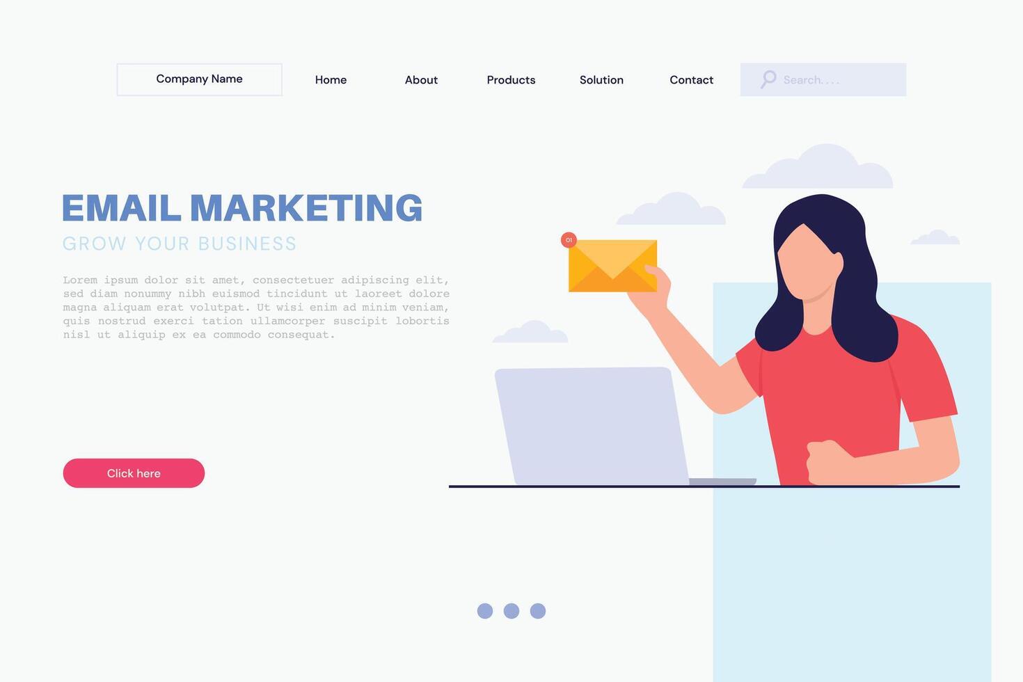 New mail for landing page vector
