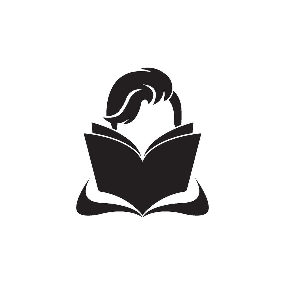 leyendo libro logo icono, vector ilustración diseño