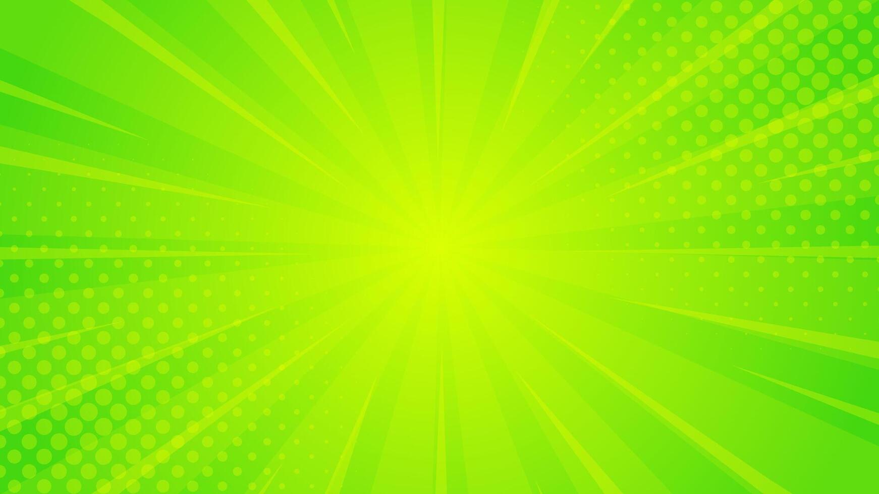 Bright green-yellow gradient abstract background. Green comic sunburst effect background with halftone. Suitable for templates, sales banners, events, ads, web, and pages vector