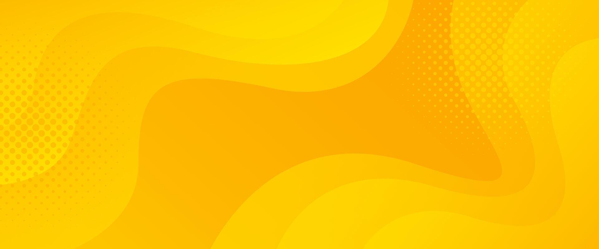 Bright yellow dynamic banner background. Modern lemon orange color. Waving shapes with soft shadows. Suitable for sales templates, events, ads, web, and headers vector