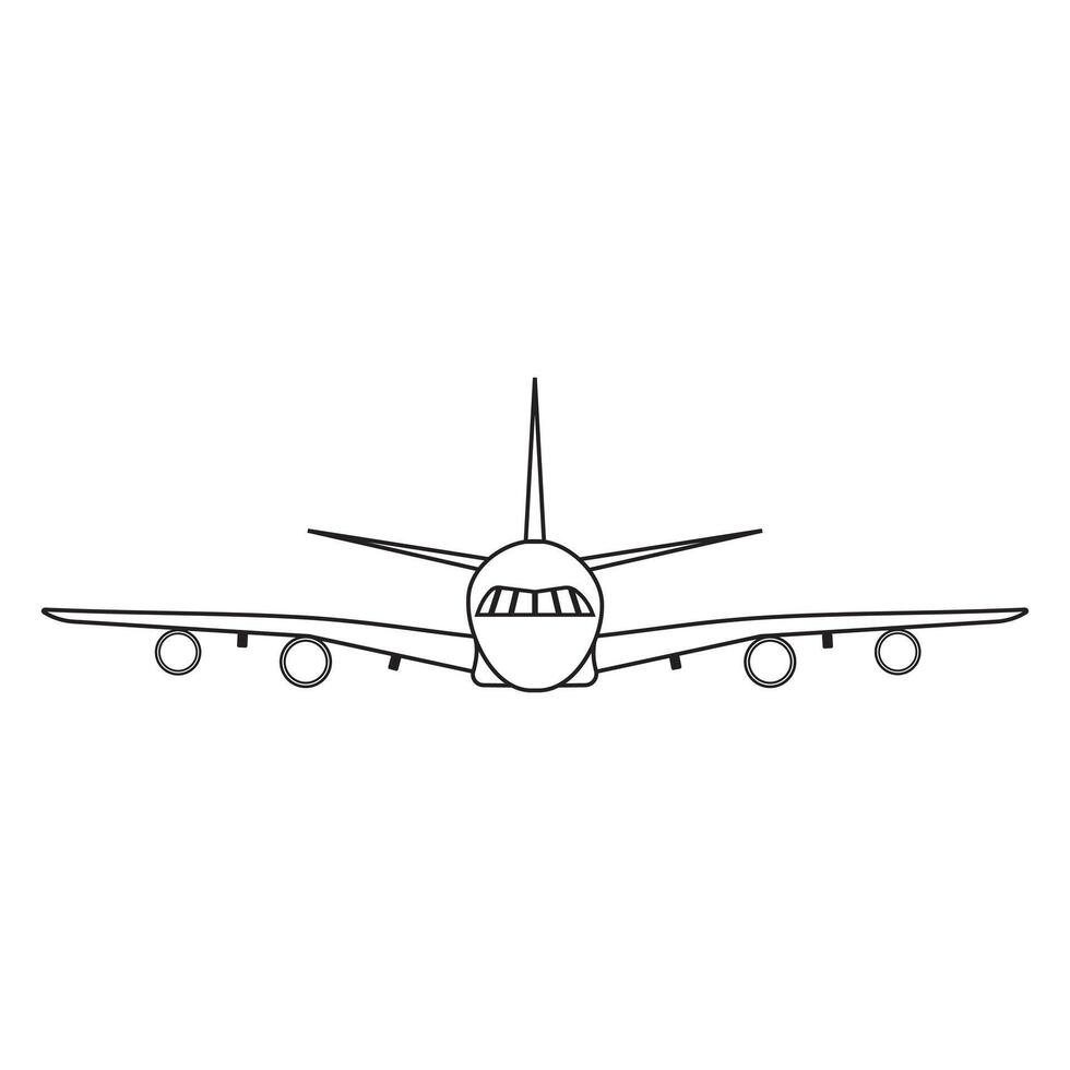 Airplane in the sky isolated vector illustration black outline, doodle, icon