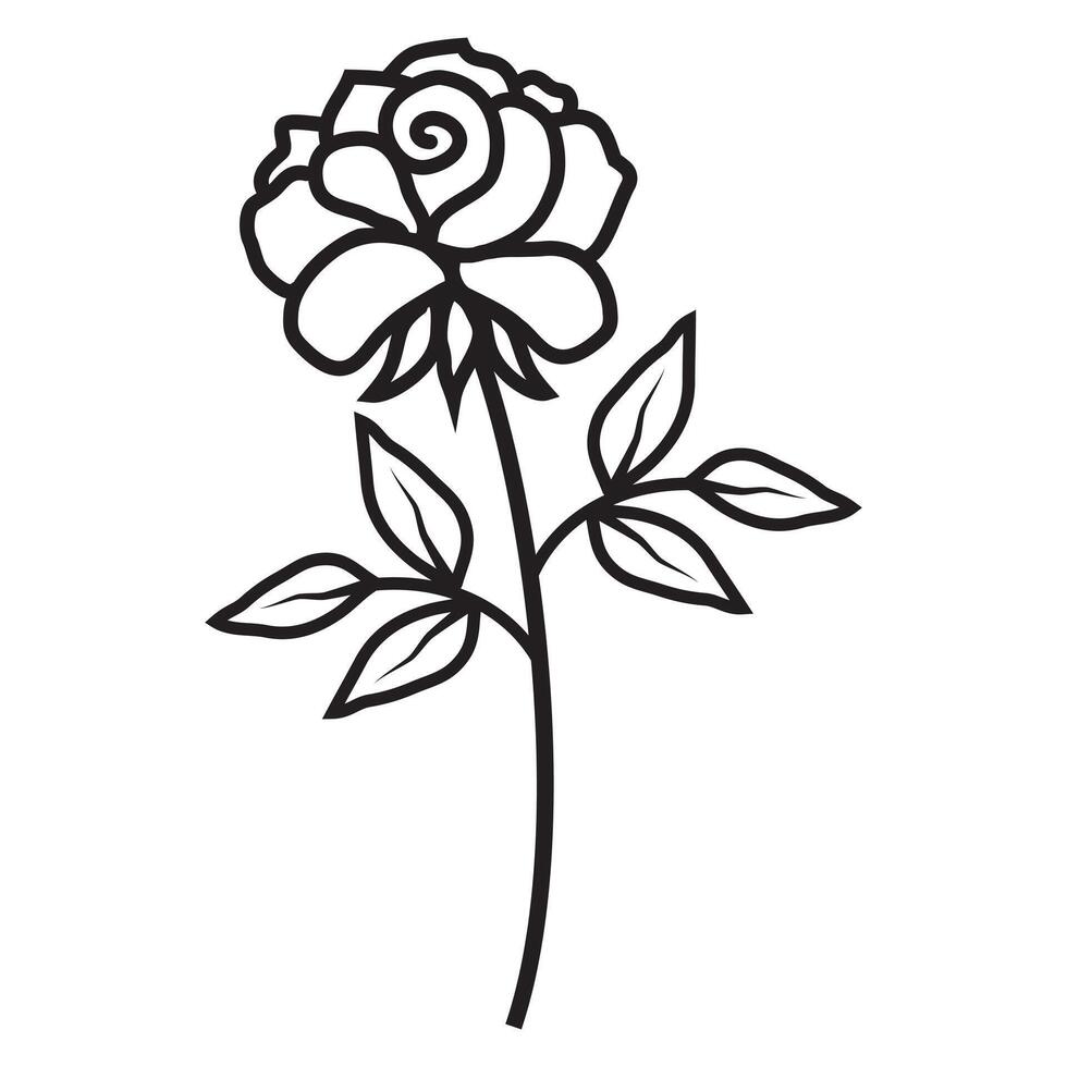 aislado Rosa flor, vector ilustración negro describir, colorante en un blanco antecedentes