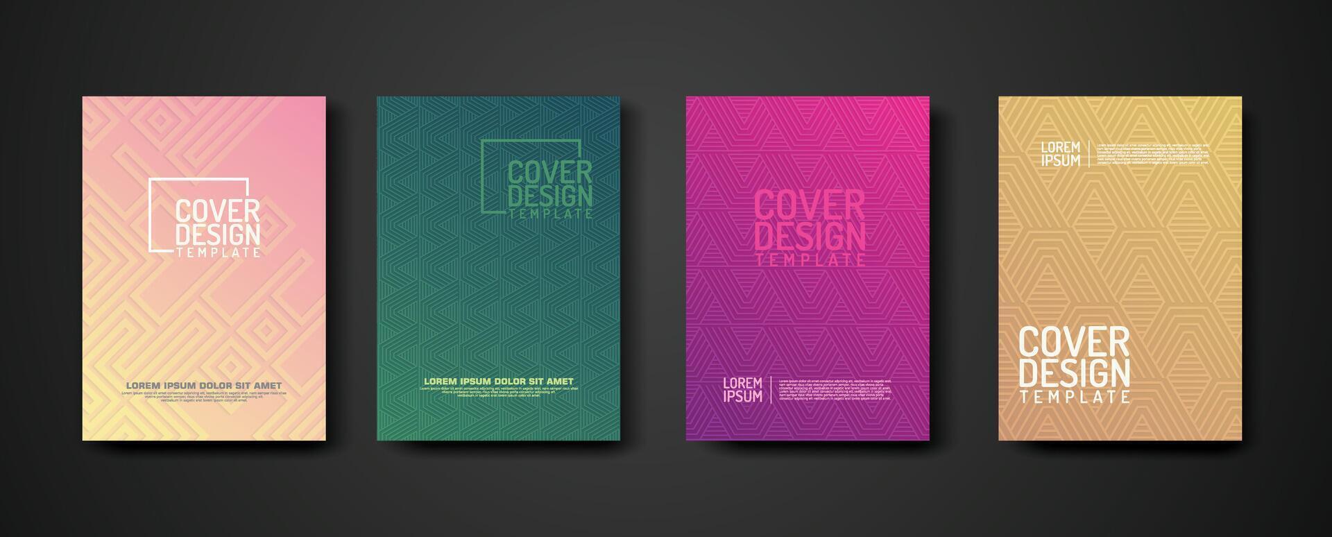 set cover Design template  with geometric lines textured pattern background and dynamic gradation color vector