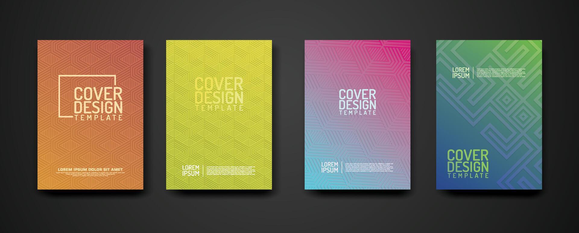 set cover Design template  with geometric lines textured pattern background and dynamic gradation color vector