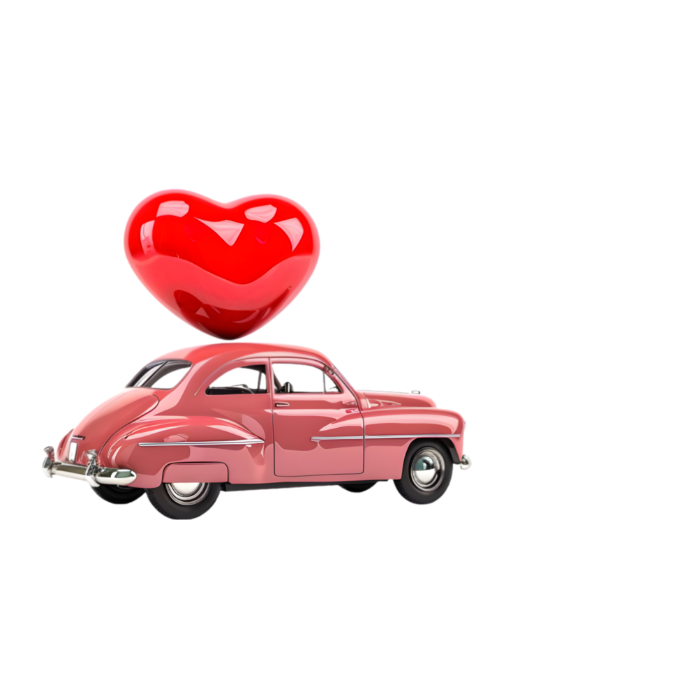 AI generated a pink car with a heart on top of it png
