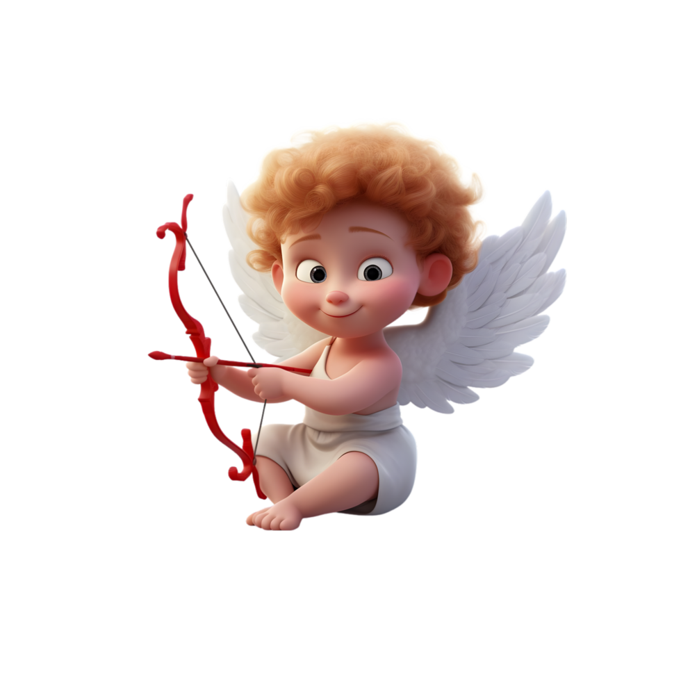 AI generated cupid angel with bow and arrow png