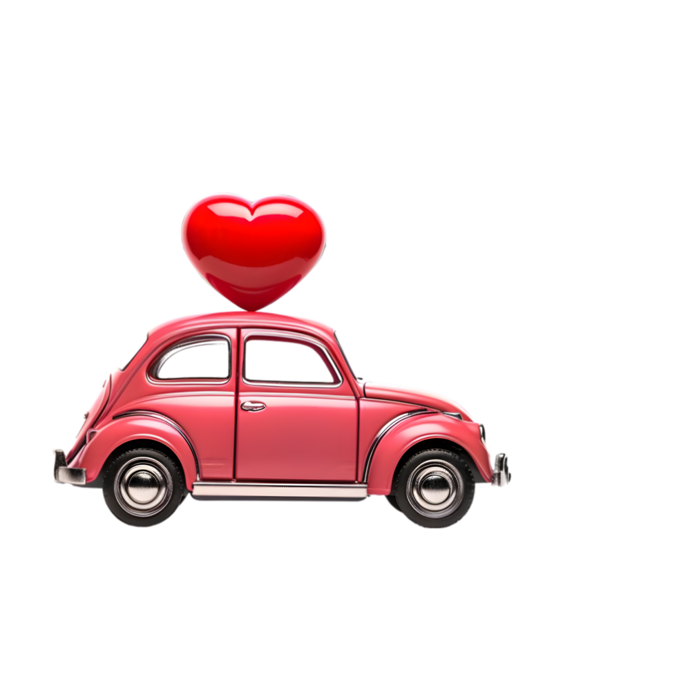 AI generated a pink car with a heart on top of it png