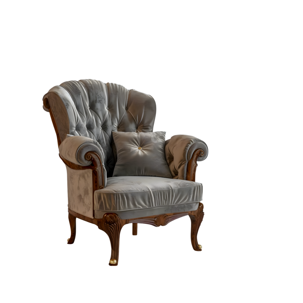 AI generated an old chair with a cushion on it png