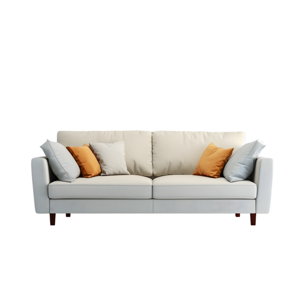 AI generated a white couch with orange pillows on it png