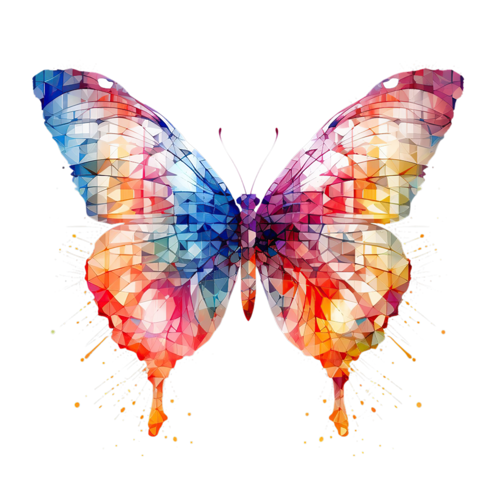 AI generated a colorful butterfly with splatters on it png