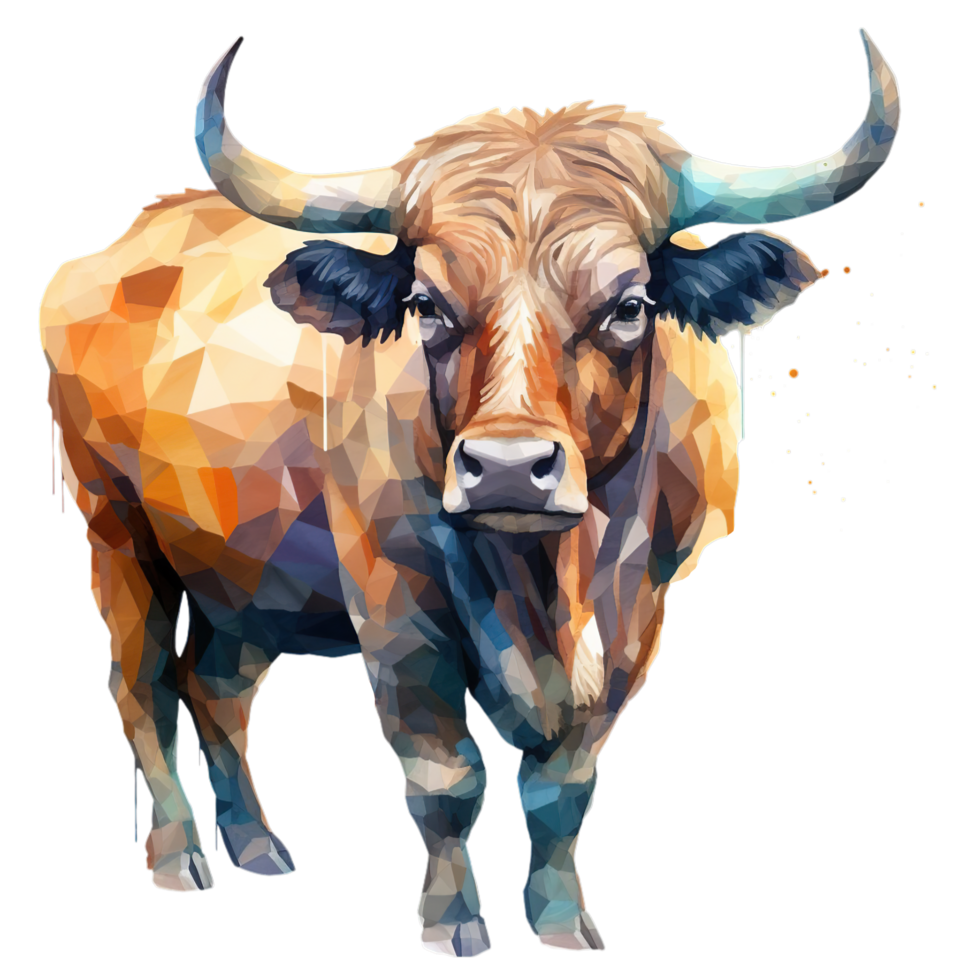 AI generated an illustration of a bull with large horns png
