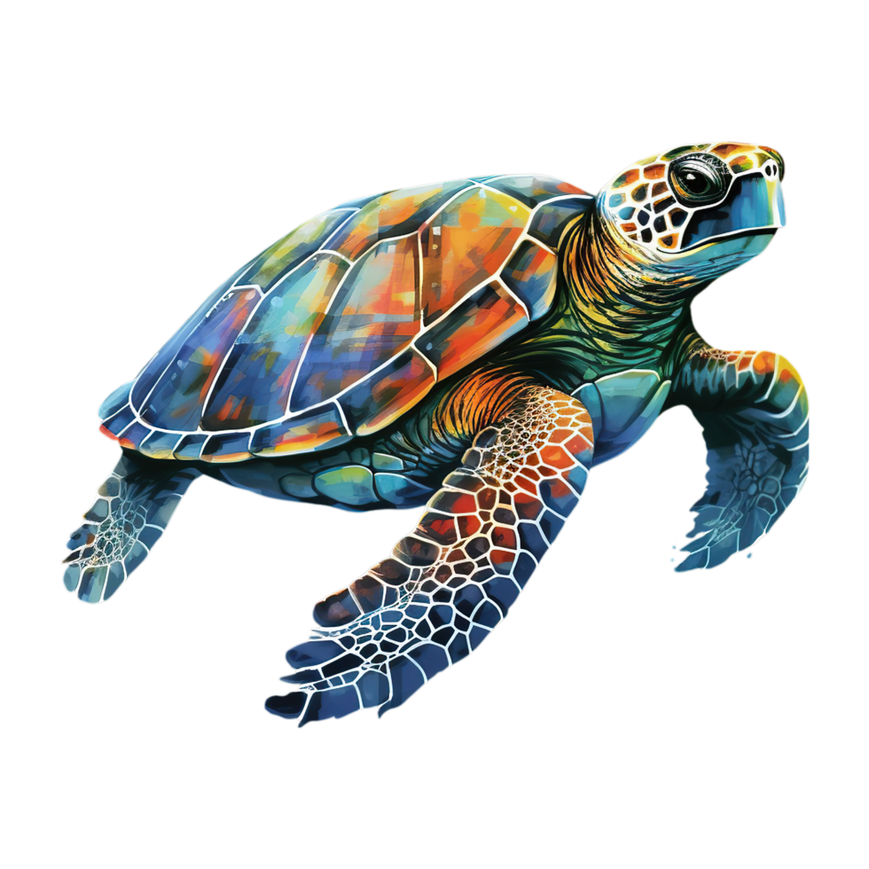AI generated Isolated turtle illustrated in watercolor png