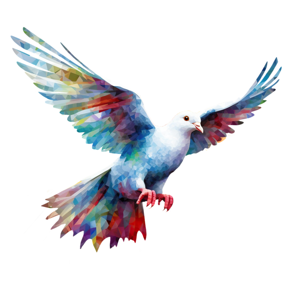 AI generated watercolor painting of a dove with wings spread open png