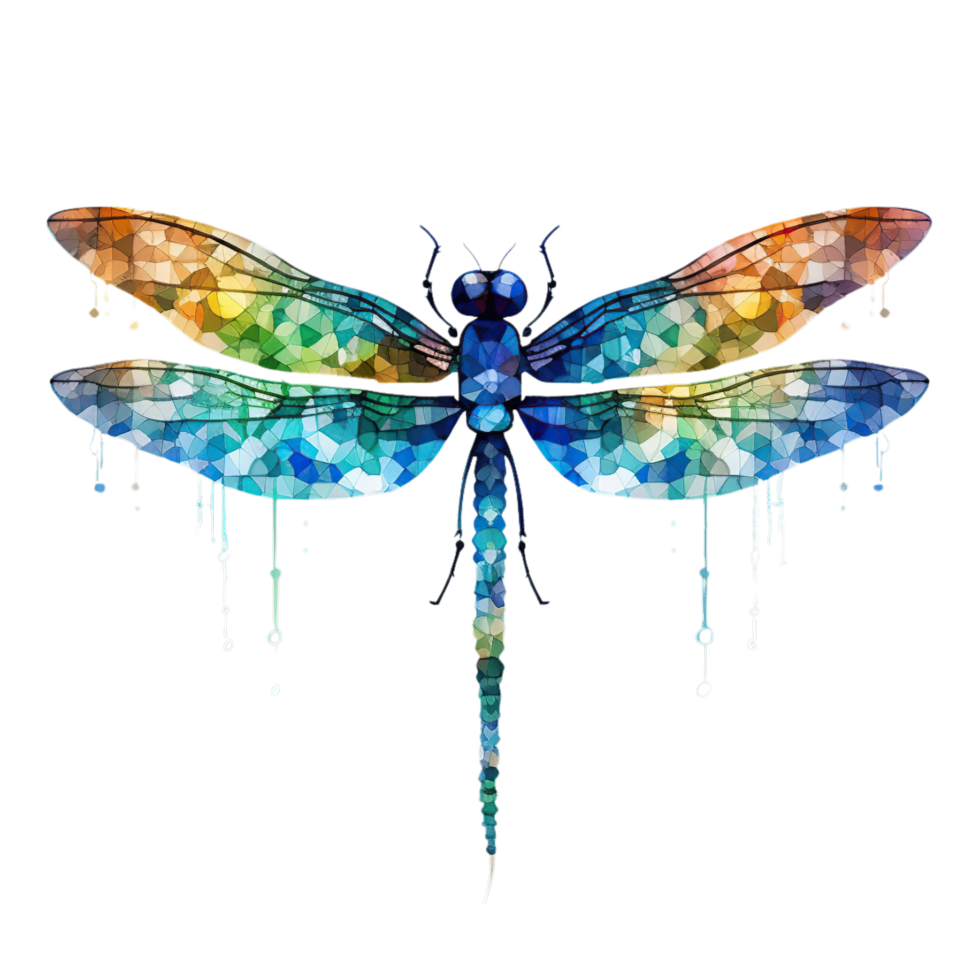 AI generated watercolor dragonfly on transparent background png