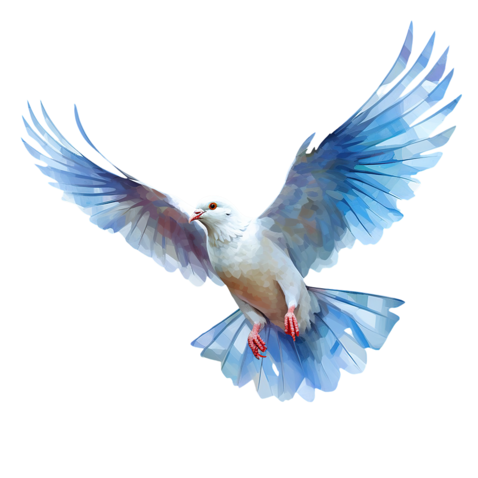 AI generated watercolor painting of a dove with wings spread open png