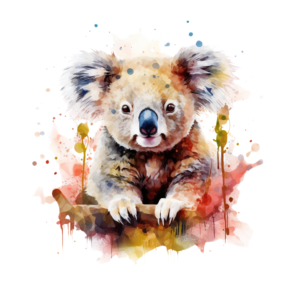 AI generated Isolated koala illustrated in watercolor png