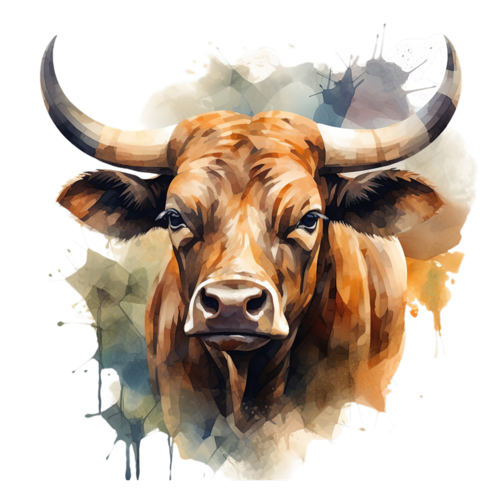 AI generated an illustration of a bull with large horns png