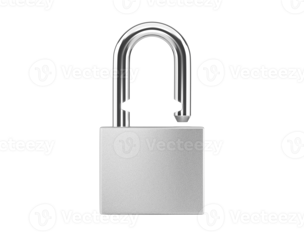 Locked silver color Padlock on, transparent background png