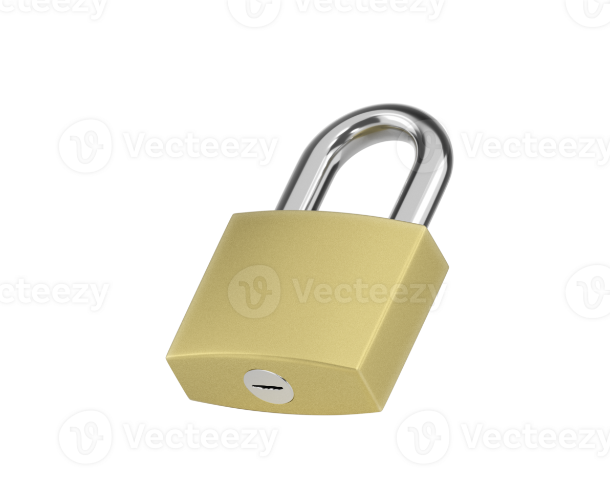 Locked Golden Padlock, transparent background png