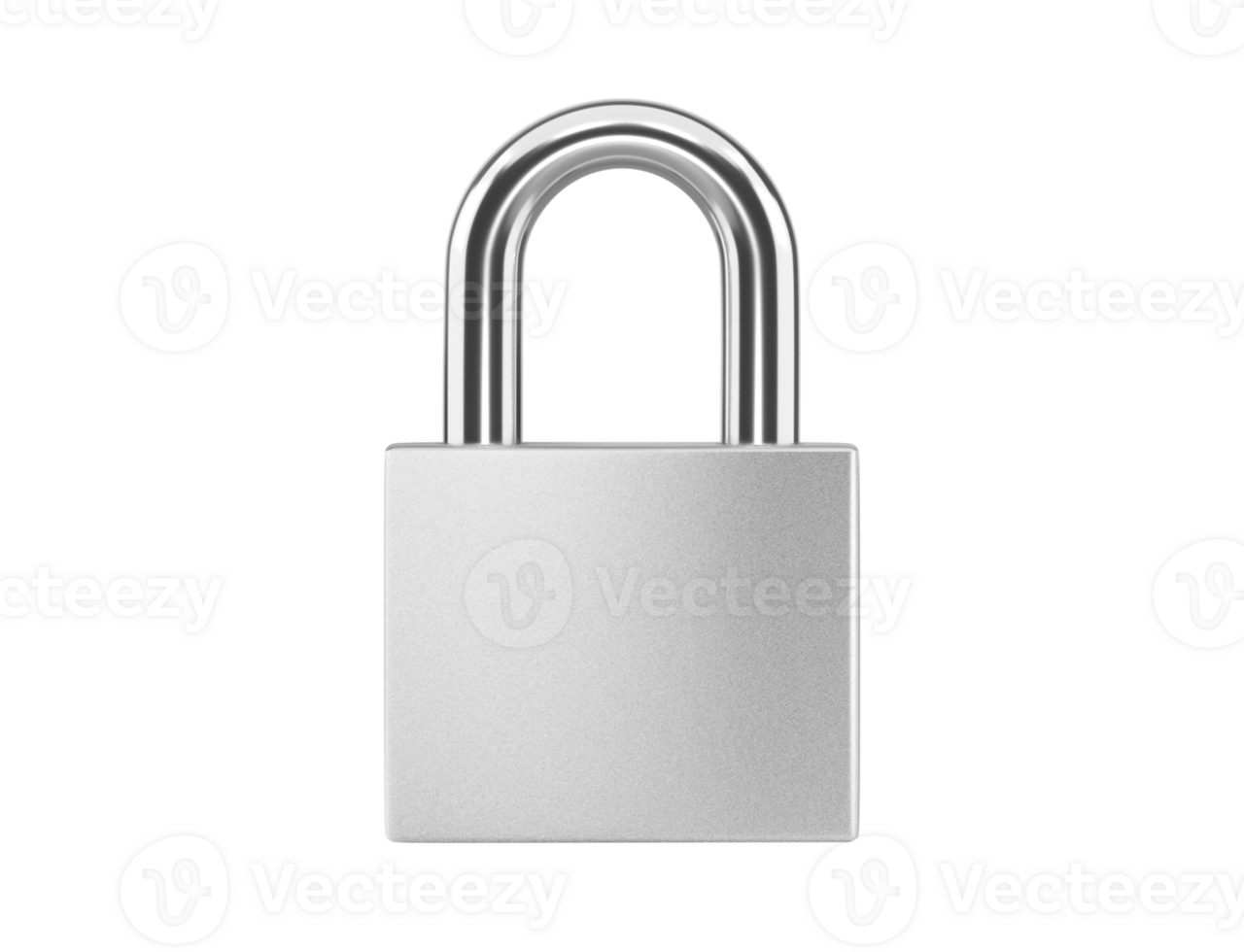 Locked silver color Padlock on, transparent background png