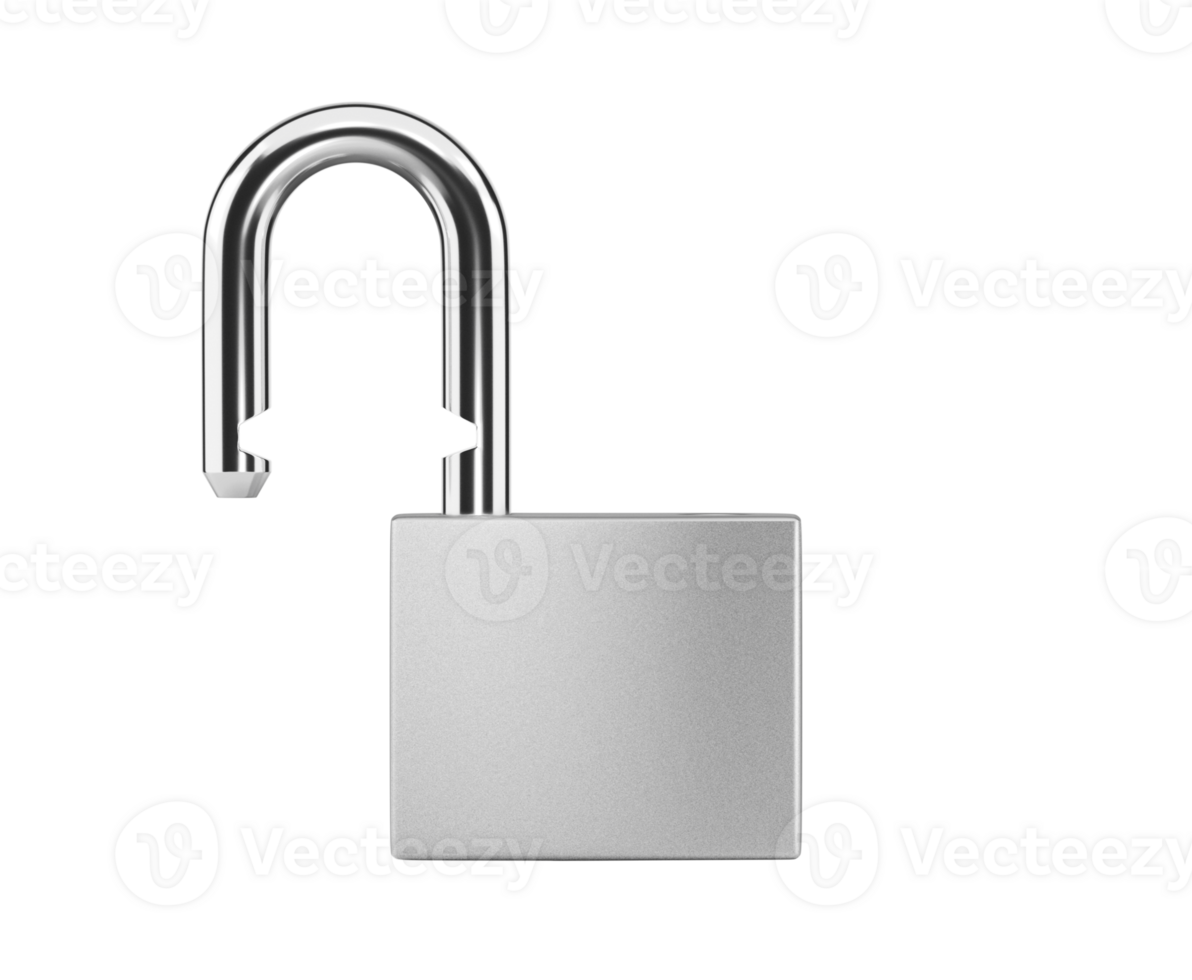 Locked silver color Padlock on, transparent background png