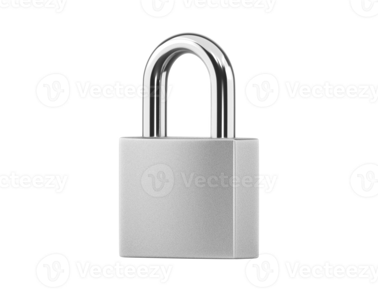 Locked silver color Padlock on, transparent background png