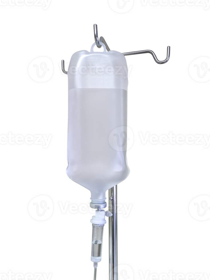 saline bag in emergency room at hospital, transparent background png
