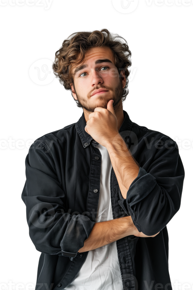 AI generated Man thinking on isolated on a transparent background png