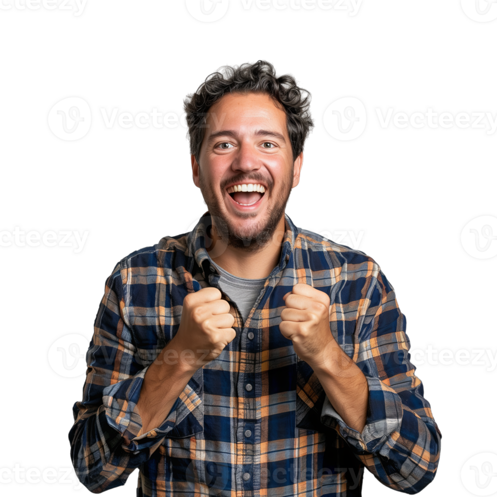 AI generated A Happy Man Celebrating isolated on a transparent background png