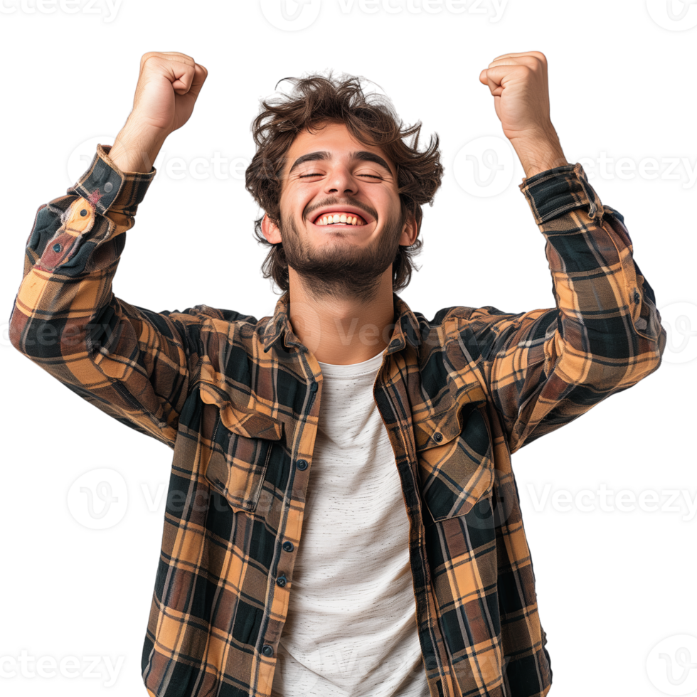 AI generated A Happy Man Celebrating isolated on a transparent background png