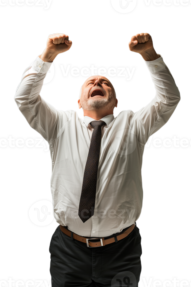 AI generated A Happy Businessman Celebrating isolated on a transparent background png