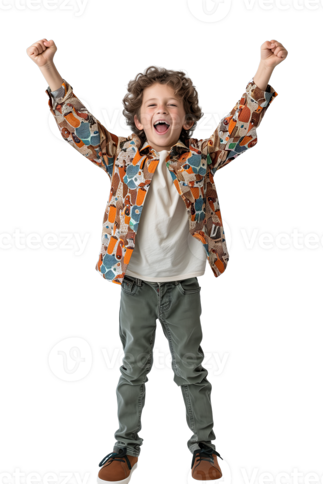 AI generated Young Boy Celebrating on a Transparent Background png