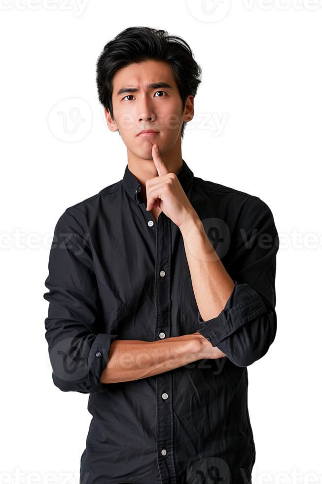 AI generated Man thinking on isolated on a transparent background png