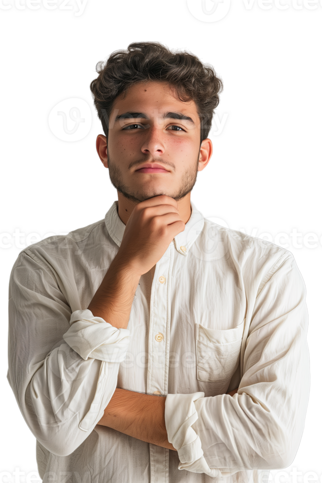 AI generated Man thinking on isolated on a transparent background png