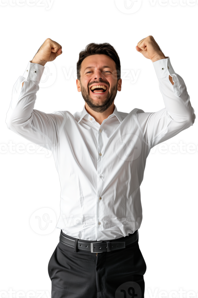 AI generated A Happy Businessman Celebrating isolated on a transparent background png
