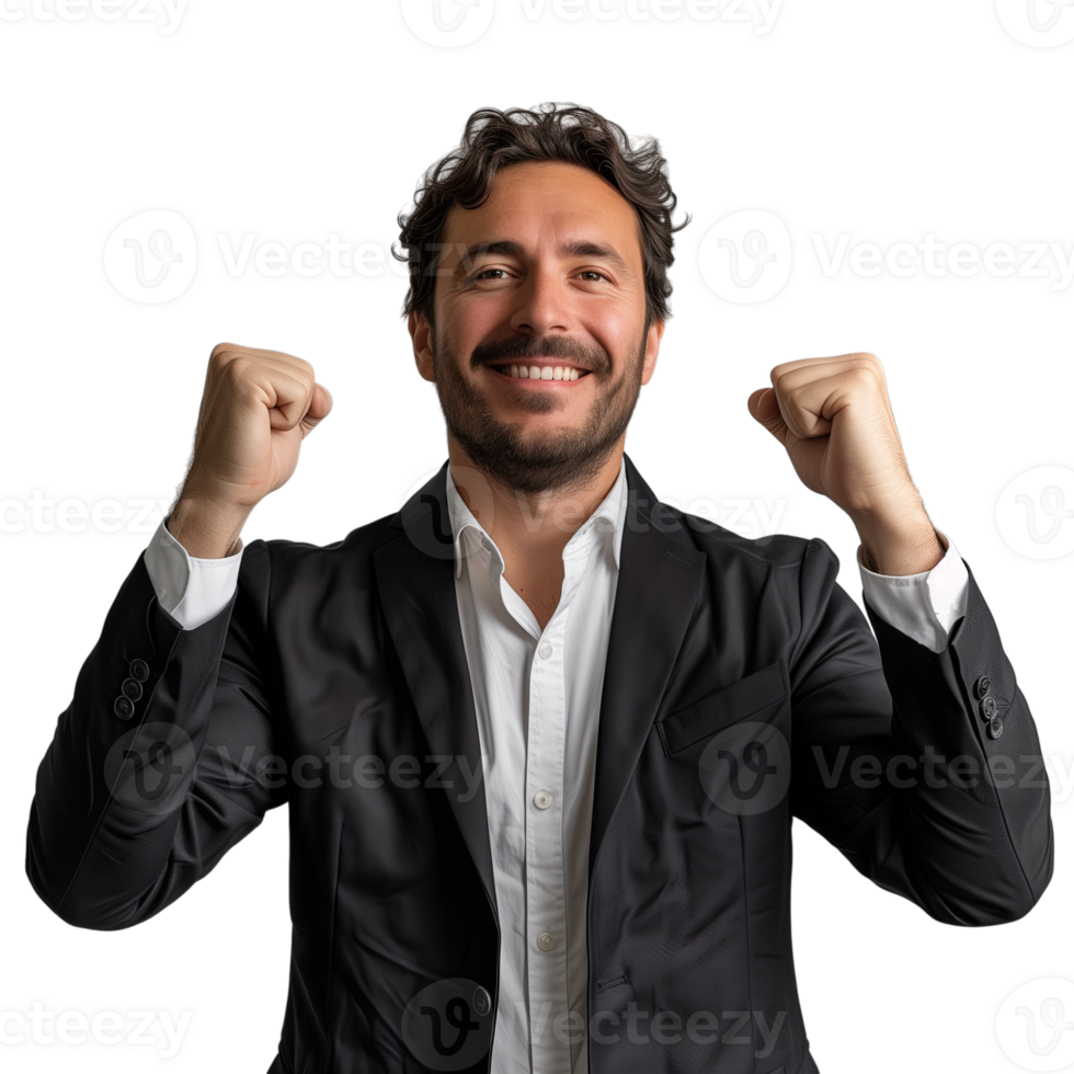 AI generated A Happy Businessman Celebrating isolated on a transparent background png