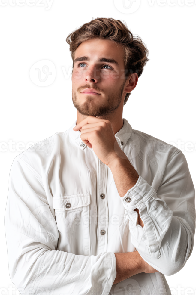 AI generated Man thinking on isolated on a transparent background png