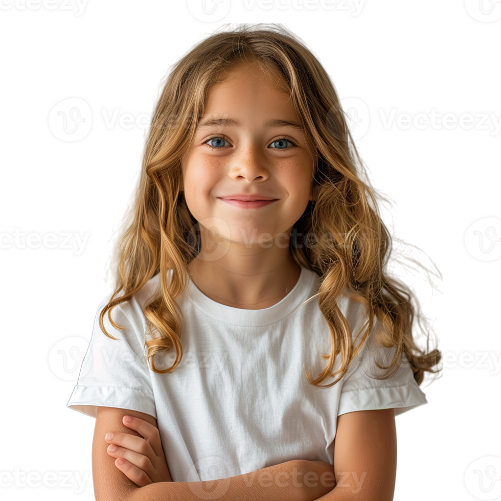 AI generated Close up young girl in celebration of success isolated on a transparent PNG background