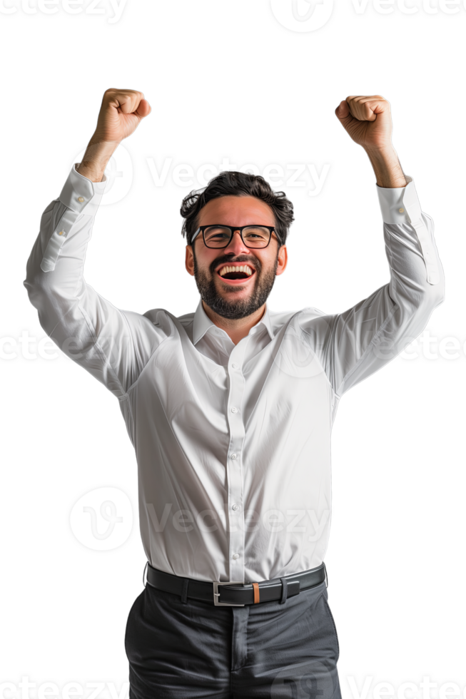 AI generated A Happy Businessman Celebrating isolated on a transparent background png