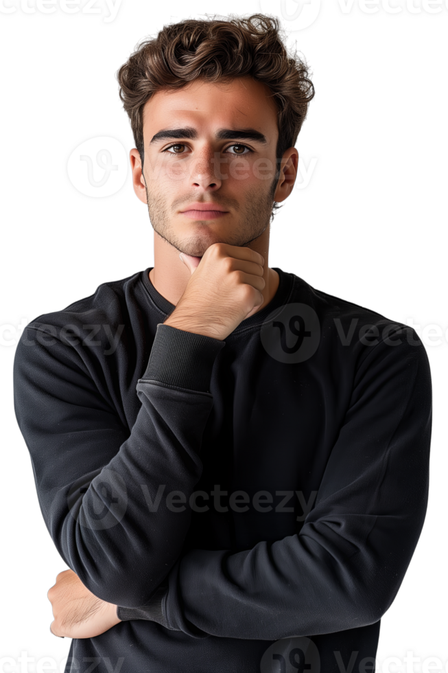 AI generated Man thinking on isolated on a transparent background png
