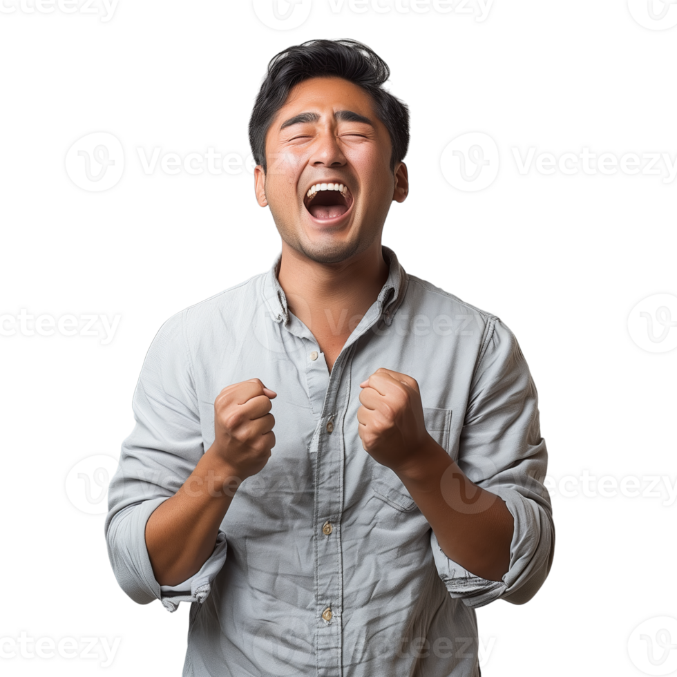 AI generated A Happy Man Celebrating isolated on a transparent background png