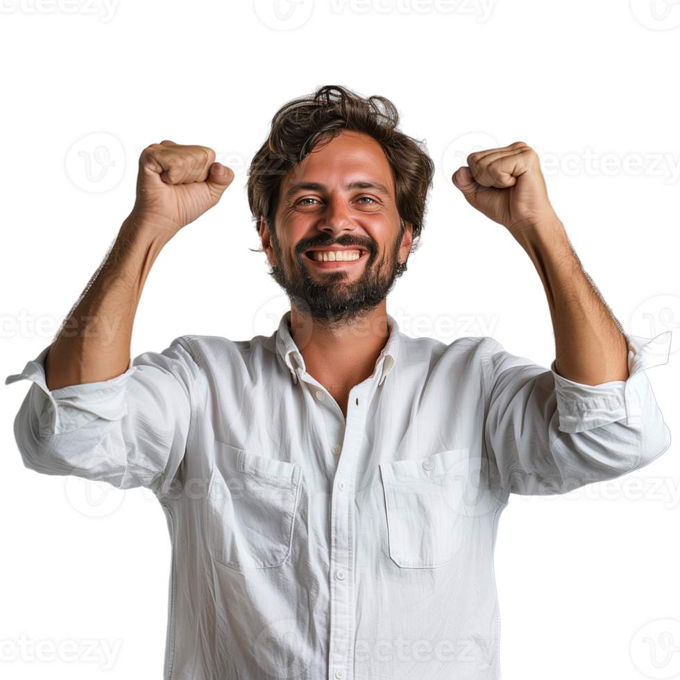 AI generated A Happy Man Celebrating isolated on a transparent background png