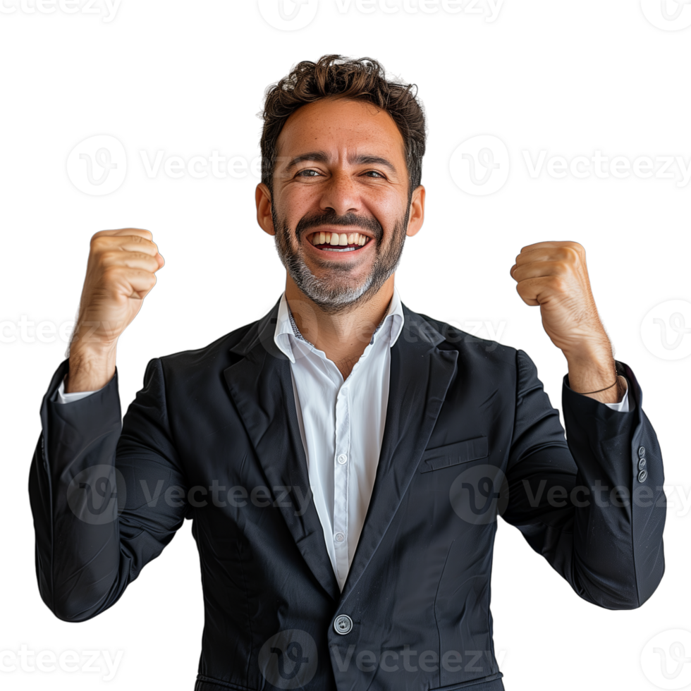 AI generated A Happy Businessman Celebrating isolated on a transparent background png