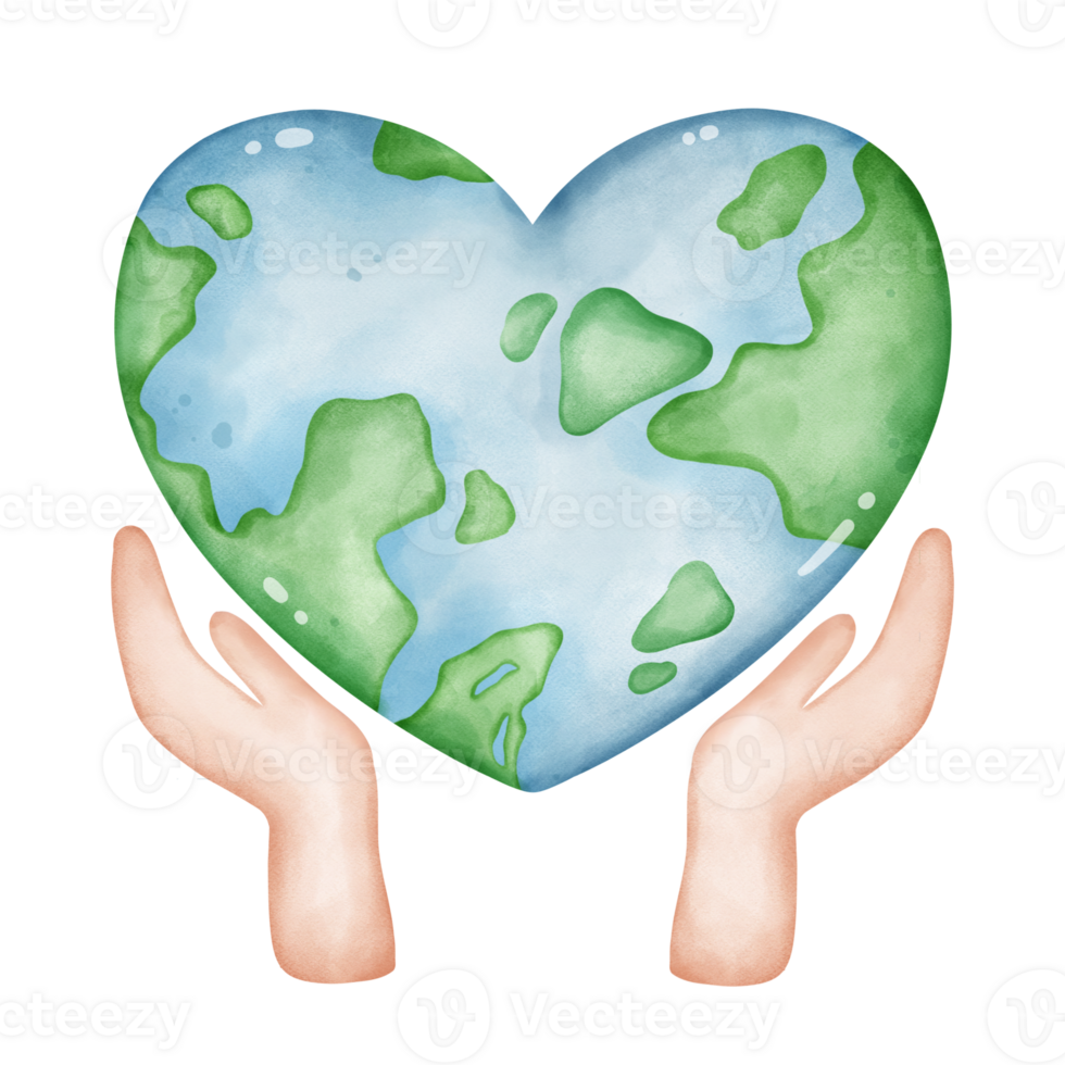 Illustration of hands holding the earth png